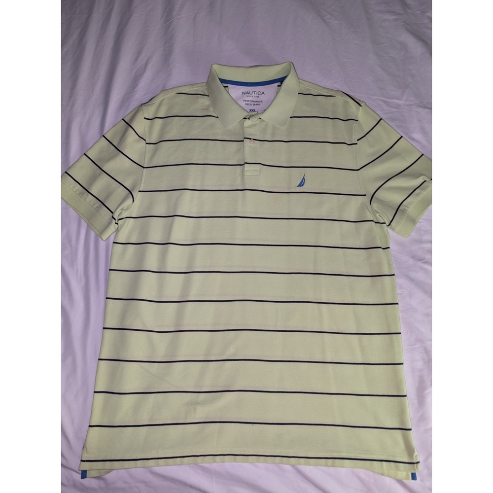 Nautica‎ Mens 2XL Classic Fit Lime Green  Performance Deck Short Sleeve Polo